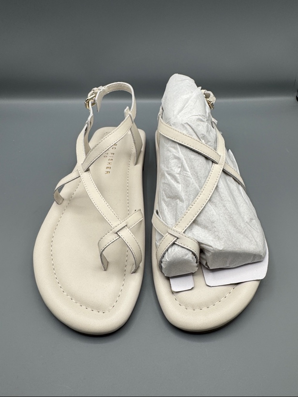 Marc Fisher Gerty Strappy Leather Flat Sandals - Picture 2 of 4